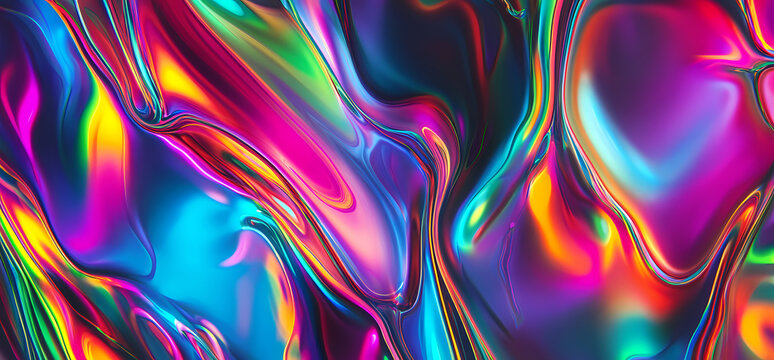 colorful neon-curved abstract shapes on a black background
