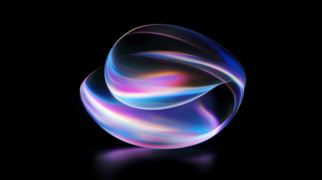 colorful neon-curved abstract shapes on a black background
