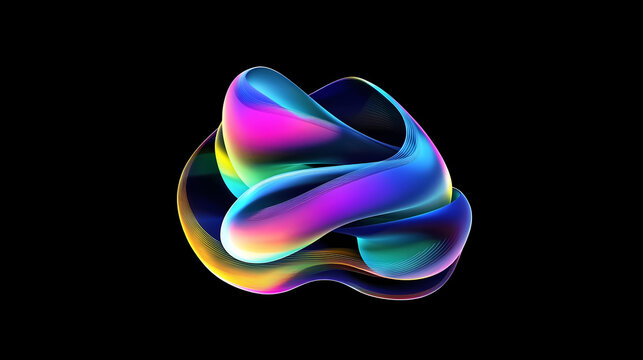 colorful neon-curved abstract shapes on a black background