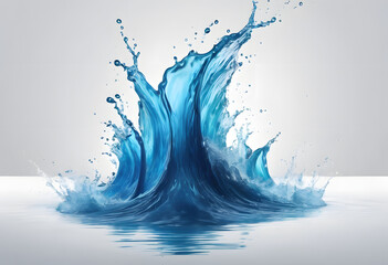 Wall Mural - A dynamic splash of blue water against a light gray background, capturing motion and fluidity.