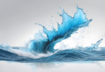 Wall Mural - A dynamic splash of blue water against a light gray background, capturing motion and fluidity.