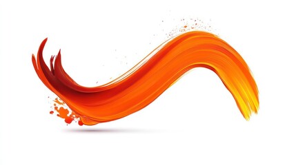 Poster - bright orange paint brush stroke isolated on a clean white background showcasing artistic creativity with a bold and expressive touch perfect for design applications