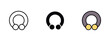 © Tysam - Set of 3 'Piercing' icons with 1 line, 1 silhouette n 1 colored icon with an unexpanded vector inside -  Stylish piercing icon featuring a stud and ear outline. Ideal for fashion body art n jewelry