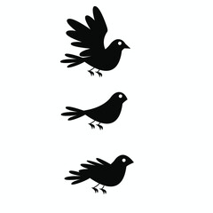 birds shape sets silhouette with white background vector illustration