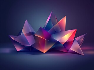Poster - Abstract Geometric Crystal Formation Illuminated With Vivid Hues