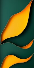 Poster - Green and orange wavy shapes create a dynamic and visually appealing abstract background, perfect for design projects seeking a modern and vibrant aesthetic