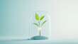 © Enigma - Small sprout thriving inside a glass bell jar, symbolizing environmental protection, hope, and the delicate nature of new life, while emphasizing fragility and growth