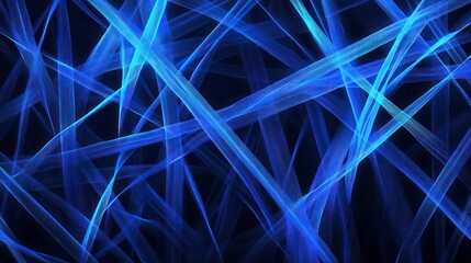 Poster - Abstract blue light streaks on black background, creating a dynamic, energetic pattern.
