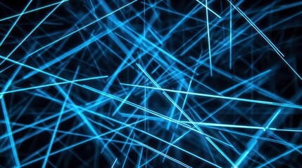 Poster - futuristic blue neon lines weave across a dark background creating a vibrant hightech business atmosphere symbolizing connectivity innovation and the digital age