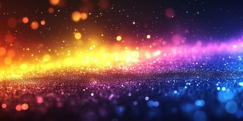 Poster - Colorful abstract background with sparkling particles and gradient hues representing light and energy