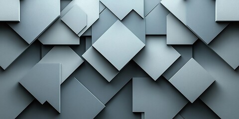 Poster - Modern geometric design showcasing various overlapping shapes in shades of gray and blue