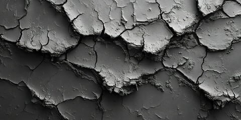 Poster - Cracked gray surface showcasing natural texture and detail under subdued lighting