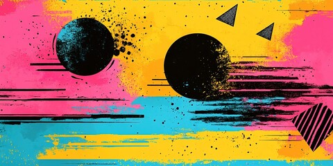 Poster - Bright abstract design featuring dynamic shapes and vibrant colors in a modern art style