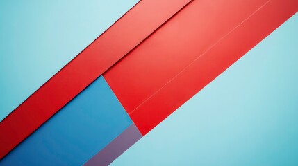 Poster - Abstract geometric background with red and blue diagonal lines.