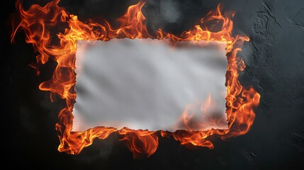 Wall Mural - realistic burnt a4 paper sheet with flaming fire isolated on background