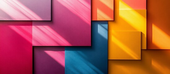 Wall Mural - Vibrant Color Block Abstract Art: Sunlit Geometric Shapes