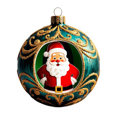 Wall Mural - Vintage Christmas ornament with Santa Claus isolated on transparent background 