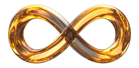 Aufkleber - shimmering golden infinity symbol with reflective surface, isolated on transparency background, representing eternity, continuity, and timelessness
