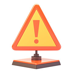 Poster - 3D triangular warning sign with exclamation mark, featuring bright orange and yellow color scheme, isolated on transparency background, symbolizing caution or alert