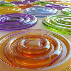 Poster - Colorful swirling glass discs. AI.