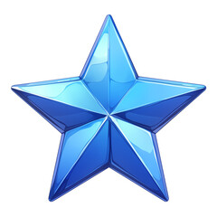 Poster - shiny blue star with reflective surface and three dimensional appearance, isolated on transparency background. vibrant color and glossy texture create striking visual effect
