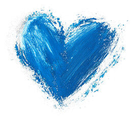 Aufkleber - vibrant blue heart with layered brush textures and splatter effects, isolated on transparency background, creating bold and artistic expression of love and creativity