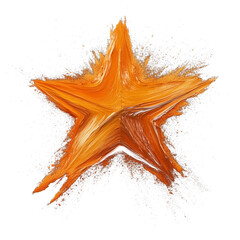 Poster - Fiery orange star painted with dynamic, energetic strokes, radiating vibrant energy and artistic expression against transparency background