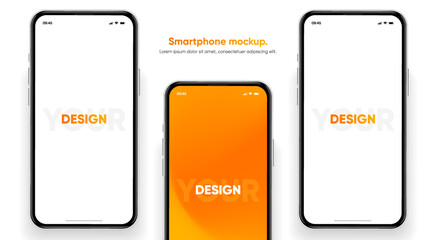 Aufkleber - Realistic smartphone mockup. Mobile phone vector with isolated on white background. Device front view. 3D mobile phone with shadow. Realistic, high quality smart phone mockup for ui ux presentation.