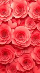 Poster - Red roses create a vibrant floral display symbolizing love and beauty in an artistic arrangement of petals and shapes