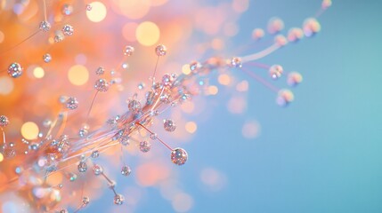 Leinwandbilder - Abstract pastel background with glowing spheres and delicate lines, creating a dreamy, ethereal feel.