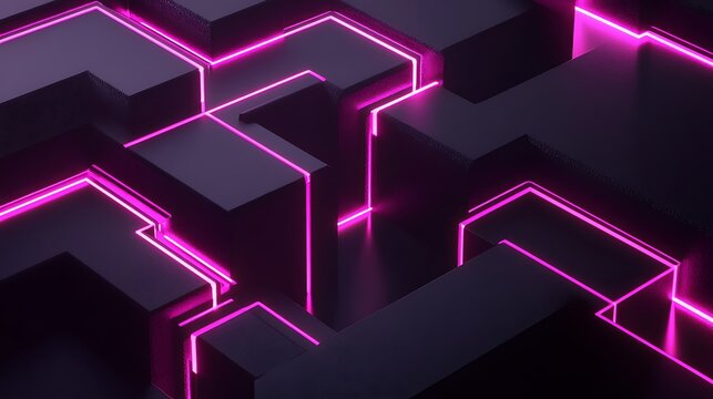 Abstract Geometric Design with Neon Pink Lines