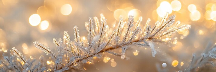 Poster - Frost-covered branch with bokeh background.