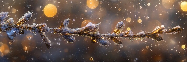 Poster - Frosty branch with bokeh background.