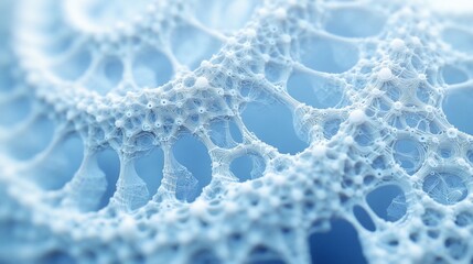 Fototapete - Abstract blue network structure, intricate porous texture, close-up view.