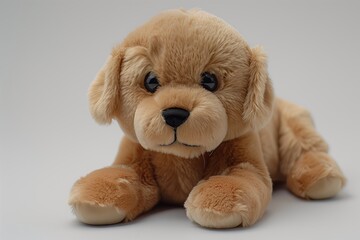 adorable plush golden retriever dog toy, perfect for children and collectors, showcasing its soft fu