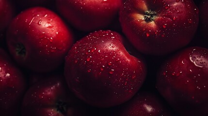 Poster - Close-up of fresh, red apples with water droplets.