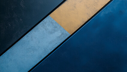 Poster - Diagonal stripes of textured dark blue, light blue, and beige paint create an abstract background. The colors and textures are subtly contrasting, offering a visually appealing design.