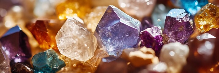 Leinwandbilder - Colorful crystals and gemstones close-up.