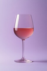 Poster - Elegant glass of rose wine against a soft purple background highlighting its vibrant color