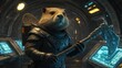 © Creative Stock Ai - illustration of a beaver in battle costumes in a space station