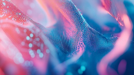 Aufkleber - Abstract background with flowing, colorful particles forming waves and patterns.