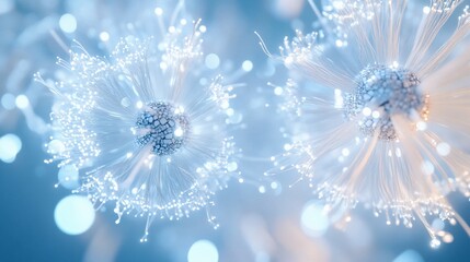 Aufkleber - Abstract glowing fiber optic flowers with bokeh background.