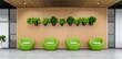 © typepng - An in-depth look at the office wellness area reveals comfortable seating and greenery, fostering a healthy and balanced work environment.