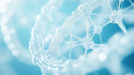 Poster - Abstract 3D rendering of a DNA double helix structure in cool blue tones.