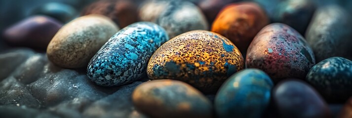 Poster - Colorful stones closeup, textured surface, abstract background.