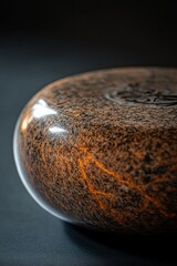 Poster - Close-up of a polished, reddish-brown stone object with subtle veining, possibly a container or decorative piece.