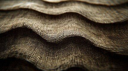 Leinwandbilder - Close-up of textured, wavy burlap fabric.