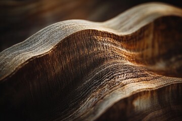 Poster - Close-up of undulating wood grain texture, showing rich browns and subtle light variations.