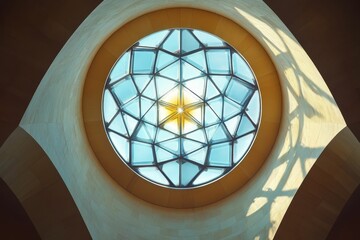 Wall Mural - Curved ceiling, geometric skylight, sunlit interior.