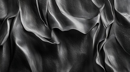 Leinwandbilder - Abstract grayscale image of draped luxurious fabric with soft folds and shadows.